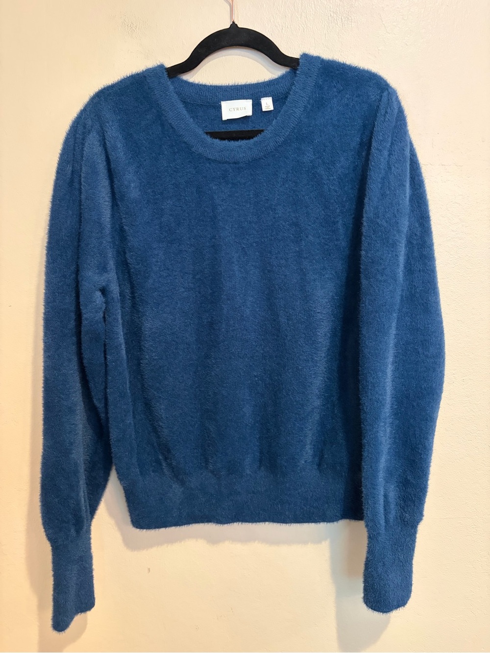 Cyrus Teal Blue Super Soft & Fuzzy Scoop Neck Sweater, Frozen Winter Vibes, L